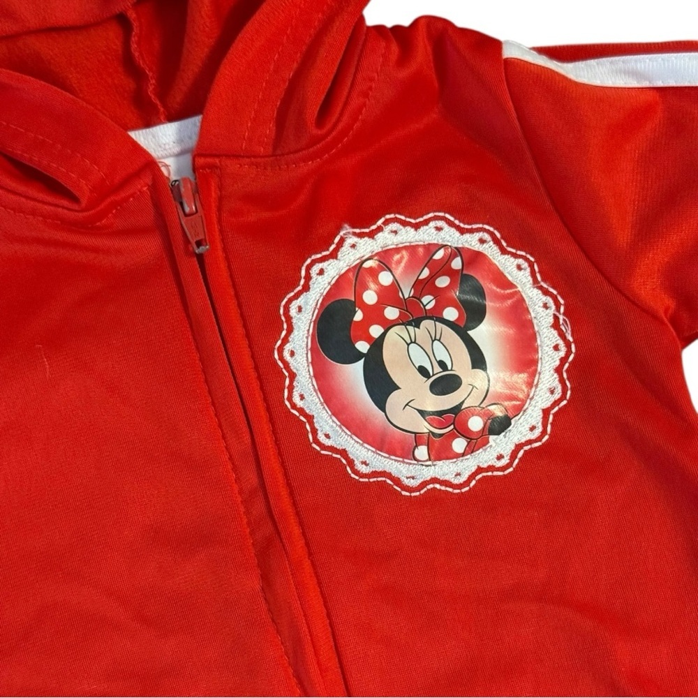 Disney Minnie Mouse Red Zip-Up Hoodie Toddler 18M 2012 Early 2010s Bentex - Picture 2 of 6